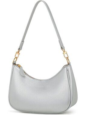 Women Silver Hobo Bag Cute Retro Clutch Underarm Shoulder Purse